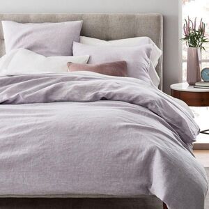 West Elm Pottery Barn Belgian Linen Duvet Cover Lilac Melange Sz QN NEW SOLD OUT
